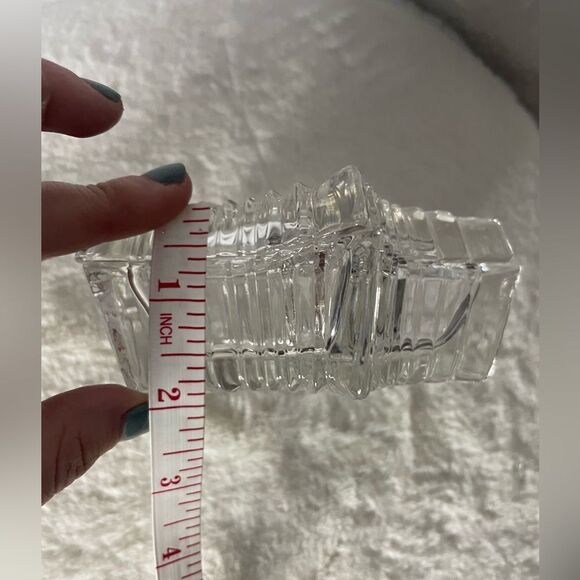 Vintage Elegant Cut Glass Romania Star Shaped Candy Dish Bowl And Lid - Picture 5 of 6